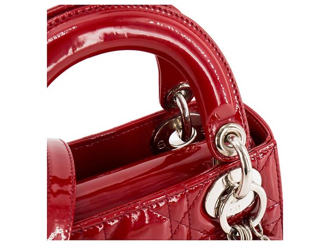 Autre Marque DIOR - Borsa a tracolla Lady Dior mini in pelle laccata rossa Rosso - vista 7