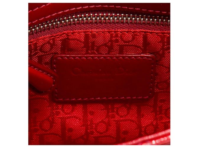 Autre Marque DIOR - Borsa a tracolla Lady Dior mini in pelle laccata rossa Rosso - vista 9