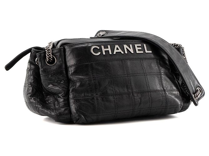 CHANEL - Borsa a tracolla Lax Accordion Chanel in pelle liscia nera Nero - vista 2