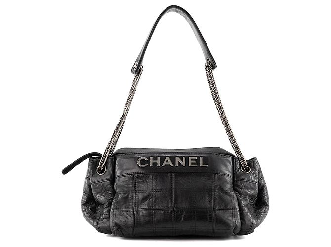 CHANEL - Borsa a tracolla Lax Accordion Chanel in pelle liscia nera Nero - vista 5