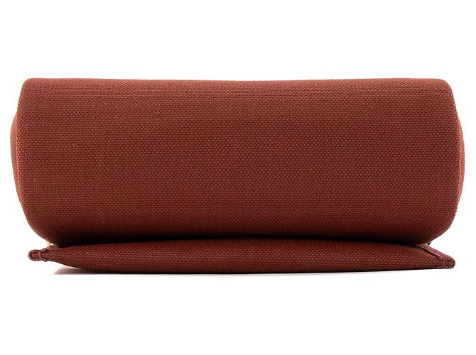 HERMÈS - Borsa a tracolla Herbag Mini Hermès in pelle liscia e tela rossa H Bordò - vista 4