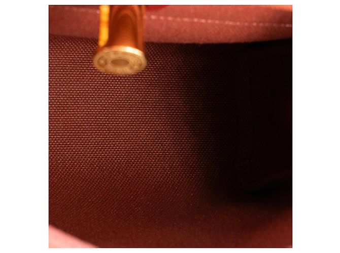 HERMÈS - Borsa a tracolla Herbag Mini Hermès in pelle liscia e tela rossa H Bordò - vista 6