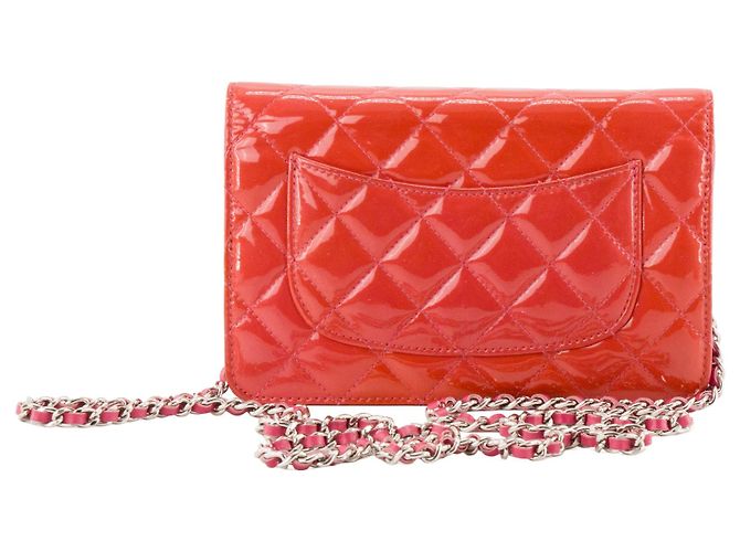 CHANEL - Borsa a tracolla Wallet On Chain Classique/Timeless Chanel in pelle verniciata rosa - vista 7