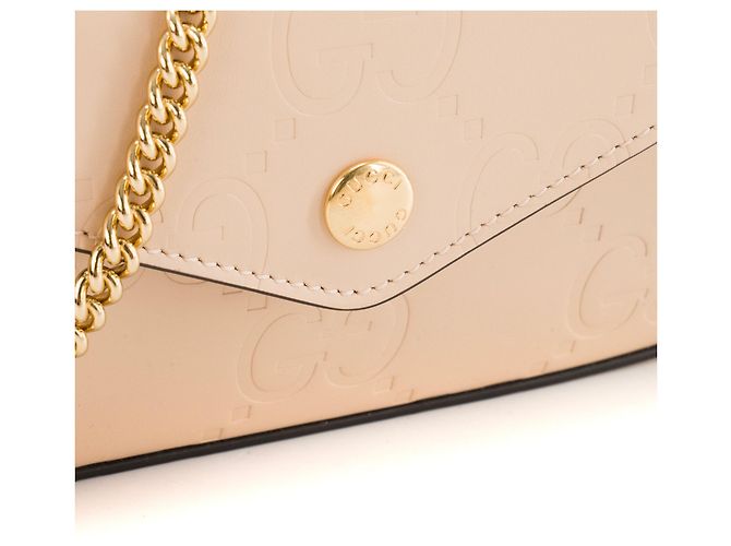 GUCCI - Borsa a tracolla Gilbert Gucci in pelle goffrata beige - vista 4
