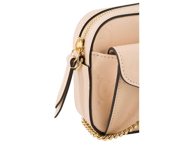 GUCCI - Borsa a tracolla Gilbert Gucci in pelle goffrata beige - vista 5