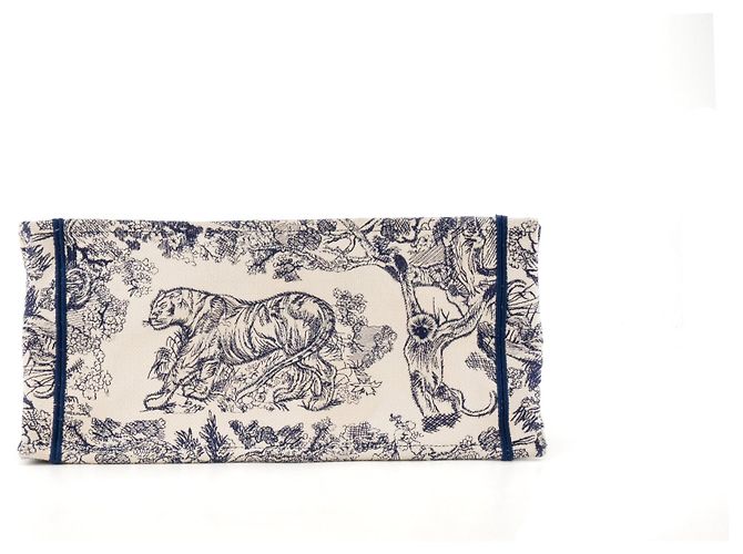 Autre Marque DIOR - Borsa cabas Book Tote medium in toile de jouy blu navy e bianca - vista 4