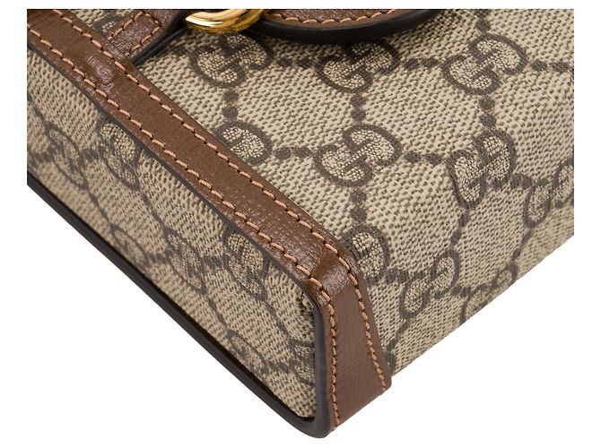GUCCI - Borsa a tracolla Gucci Horsebit 1955 verticale in tela monogram beige e marrone - vista 7