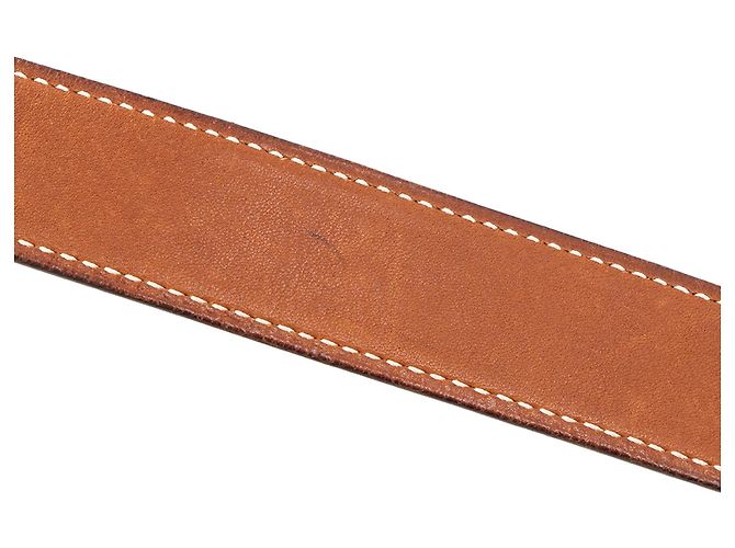 HERMÈS - Cinturón Hermès Etrivière en cuero barenia (T78) Castaño - vista 4