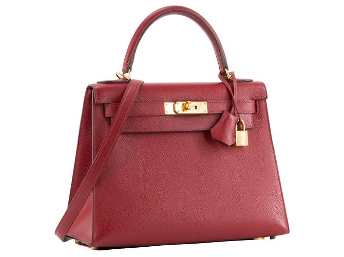 HERMÈS - Borsa a tracolla Kelly 28 Hermès in pelle epsom rouge grenat Bordò - vista 2