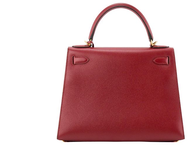 HERMÈS - Borsa a tracolla Kelly 28 Hermès in pelle epsom rouge grenat Bordò - vista 3