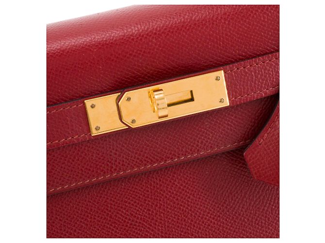 HERMÈS - Borsa a tracolla Kelly 28 Hermès in pelle epsom rouge grenat Bordò - vista 5