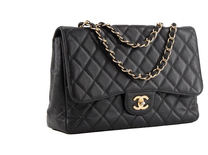 CHANEL - Borsa a tracolla Classic/Timeless Jumbo Chanel in pelle caviar nera Nero - vista 2