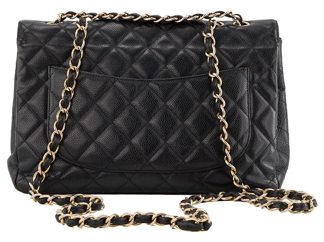CHANEL - Borsa a tracolla Classic/Timeless Jumbo Chanel in pelle caviar nera Nero - vista 3