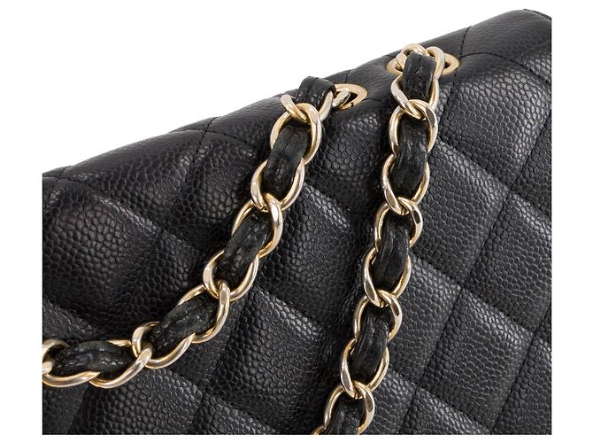 CHANEL - Borsa a tracolla Classic/Timeless Jumbo Chanel in pelle caviar nera Nero - vista 7