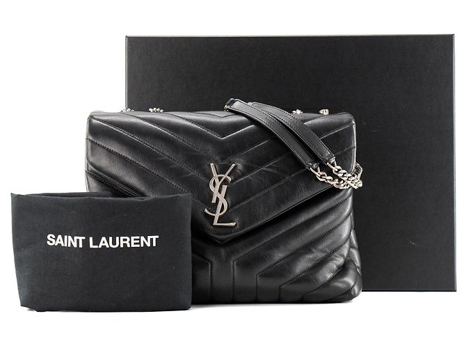 Autre Marque SAINT LAURENT - Borsa a tracolla Loulou Medium Saint Laurent in pelle liscia nera Nero - vista 12