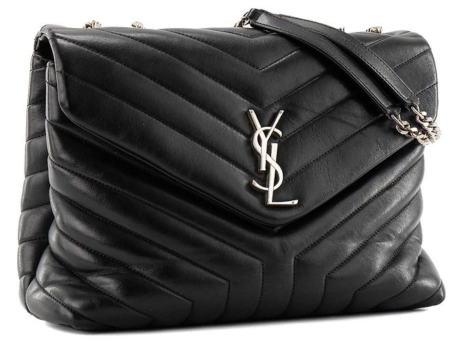 Autre Marque SAINT LAURENT - Borsa a tracolla Loulou Medium Saint Laurent in pelle liscia nera Nero - vista 2