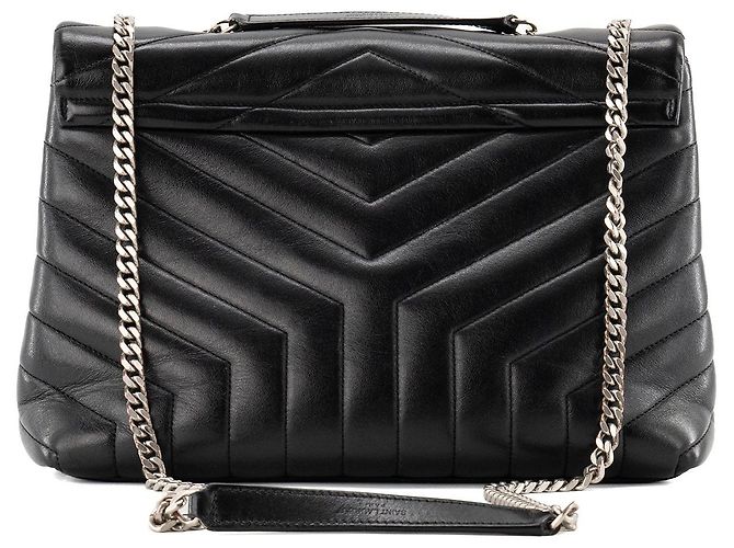 Autre Marque SAINT LAURENT - Borsa a tracolla Loulou Medium Saint Laurent in pelle liscia nera Nero - vista 3