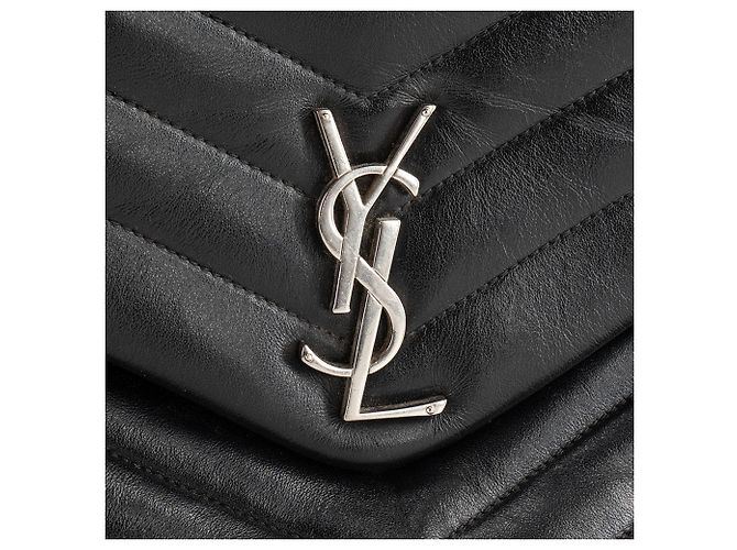 Autre Marque SAINT LAURENT - Borsa a tracolla Loulou Medium Saint Laurent in pelle liscia nera Nero - vista 5