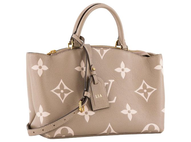 LOUIS VUITTON - Borsa a tracolla Petit Palais Louis Vuitton in pelle empreinte grigia e beige Marrone - vista 2