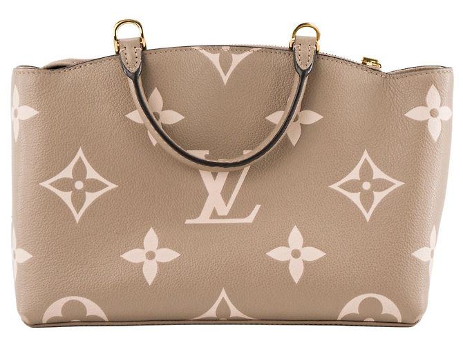 LOUIS VUITTON - Borsa a tracolla Petit Palais Louis Vuitton in pelle empreinte grigia e beige Marrone - vista 3