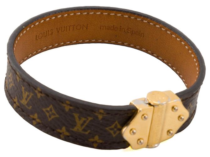 LOUIS VUITTON - Pulsera Nano Louis Vuitton en lona monocromática marrón (T19) Castaño - vista 3