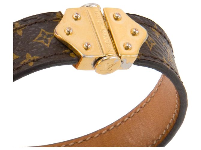 LOUIS VUITTON - Pulsera Nano Louis Vuitton en lona monocromática marrón (T19) Castaño - vista 4