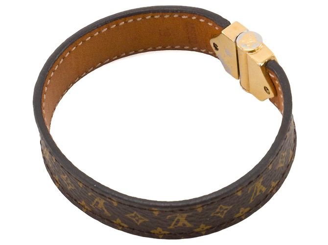 LOUIS VUITTON - Pulsera Nano Louis Vuitton en lona monocromática marrón (T19) Castaño - vista 5