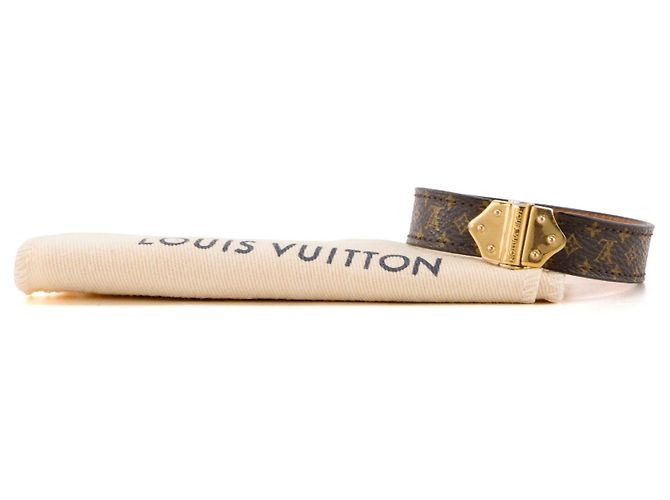LOUIS VUITTON - Pulsera Nano Louis Vuitton en lona monocromática marrón (T19) Castaño - vista 8