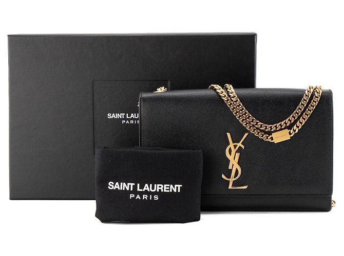 Autre Marque SAINT LAURENT - Borsa a tracolla Saint Laurent Kate in pelle grana grossa nera Nero - vista 11