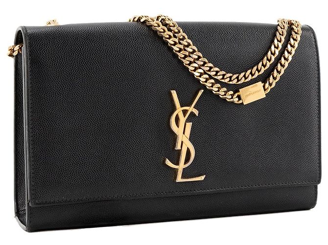 Autre Marque SAINT LAURENT - Borsa a tracolla Saint Laurent Kate in pelle grana grossa nera Nero - vista 2