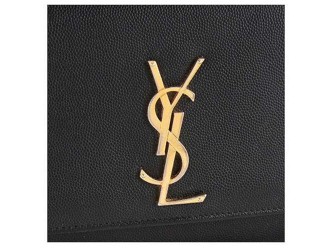 Autre Marque SAINT LAURENT - Borsa a tracolla Saint Laurent Kate in pelle grana grossa nera Nero - vista 5