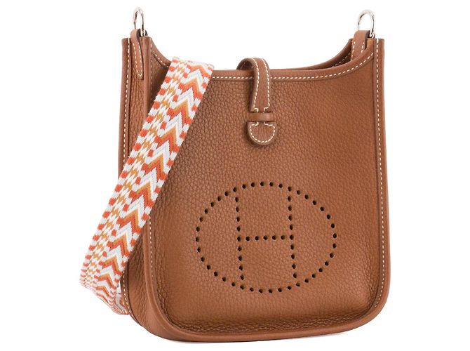 HERMÈS - Borsa a tracolla Evelyne 16 Hermès in pelle clémence marrone gold - vista 2
