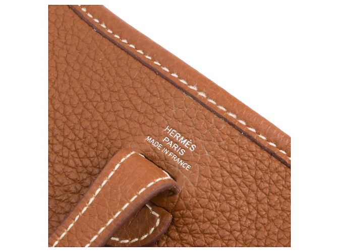 HERMÈS - Borsa a tracolla Evelyne 16 Hermès in pelle clémence marrone gold - vista 7
