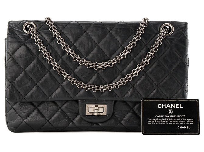 CHANEL - Borsa a tracolla 2.55 Chanel in pelle stropicciata nera Nero - vista 10