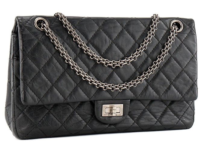 CHANEL - Borsa a tracolla 2.55 Chanel in pelle stropicciata nera Nero - vista 2