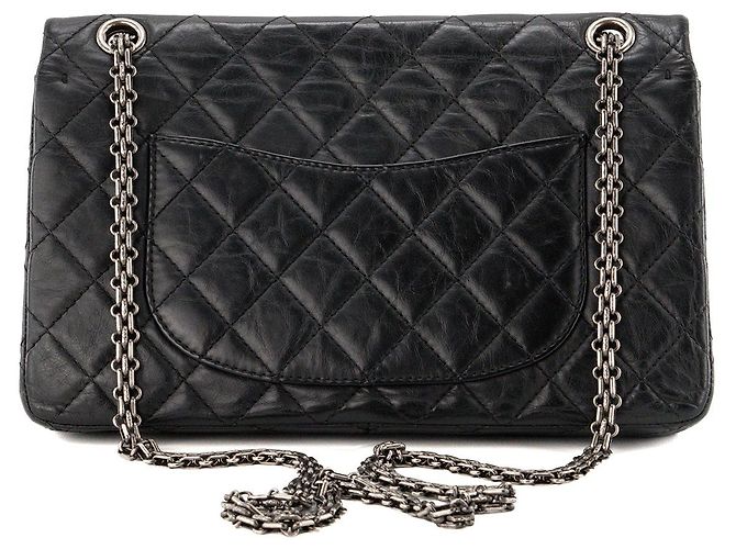 CHANEL - Borsa a tracolla 2.55 Chanel in pelle stropicciata nera Nero - vista 3
