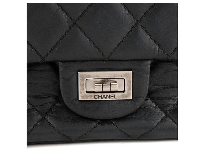 CHANEL - Borsa a tracolla 2.55 Chanel in pelle stropicciata nera Nero - vista 5