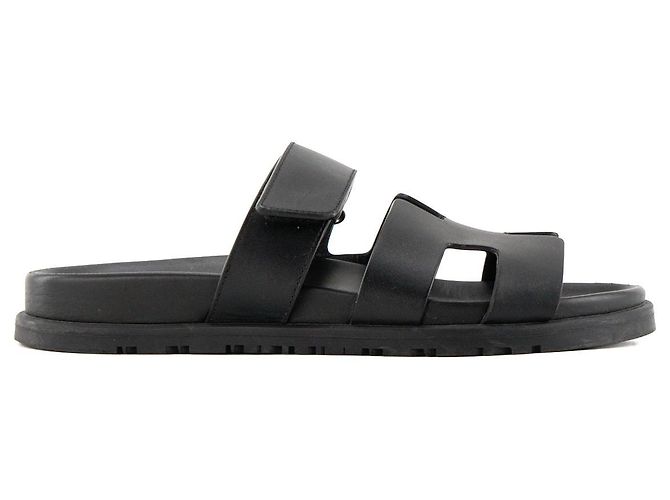 HERMÈS - Sandali Chypre Hermès in pelle liscia nera (T37) Nero - vista 2