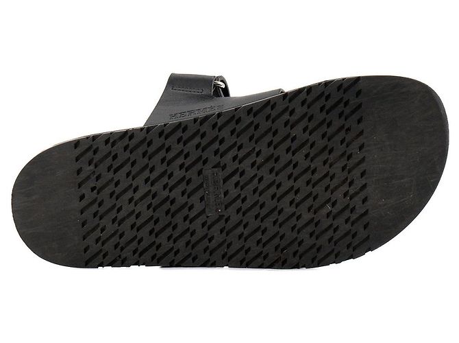 HERMÈS - Sandali Chypre Hermès in pelle liscia nera (T37) Nero - vista 4