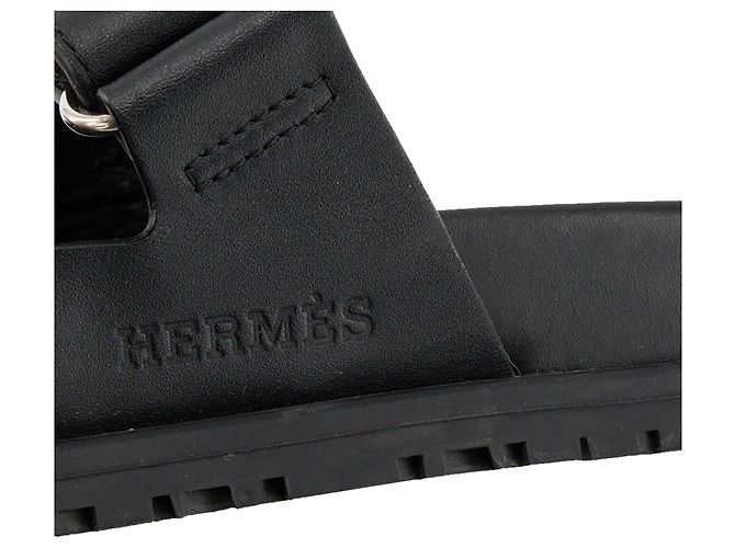 HERMÈS - Sandali Chypre Hermès in pelle liscia nera (T37) Nero - vista 5