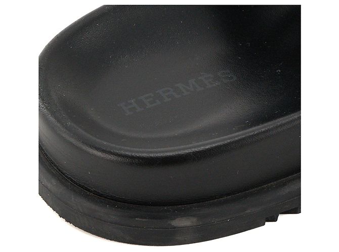 HERMÈS - Sandali Chypre Hermès in pelle liscia nera (T37) Nero - vista 6