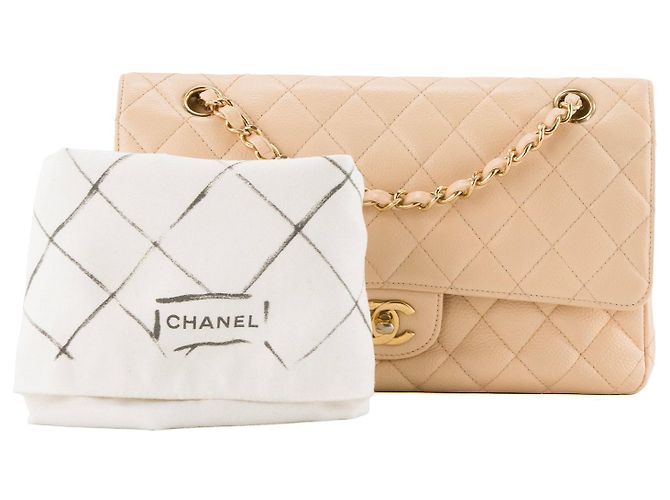 CHANEL - Borsa a mano Classique/Timeless 11.12 Chanel in pelle caviar beige - vista 12