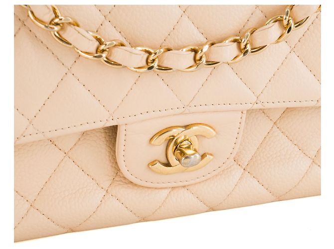 CHANEL - Borsa a mano Classique/Timeless 11.12 Chanel in pelle caviar beige - vista 5