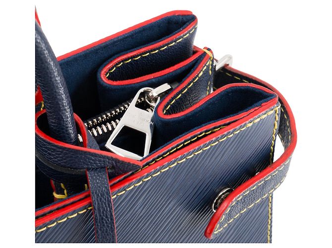 LOUIS VUITTON - Borsa Louis Vuitton Cabas Twist in pelle epi blu e rossa Blu navy - vista 8