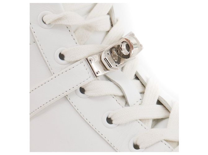 HERMÈS - Sneakers alte Daydream Hermès in pelle bianca (T37) Bianco - vista 4