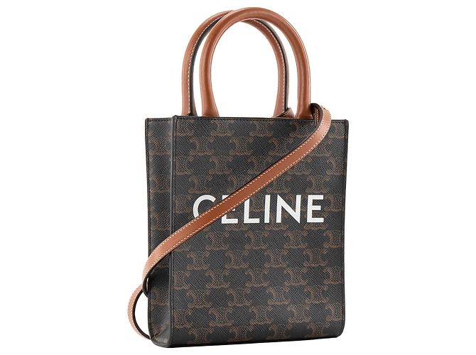 Céline CELINE - Cabas Plat PM Celine in tela rivestita monogramma marrone - vista 2