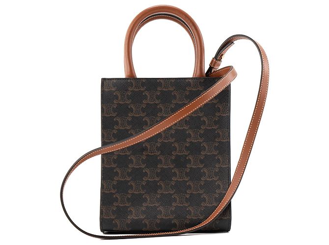 Céline CELINE - Cabas Plat PM Celine in tela rivestita monogramma marrone - vista 3