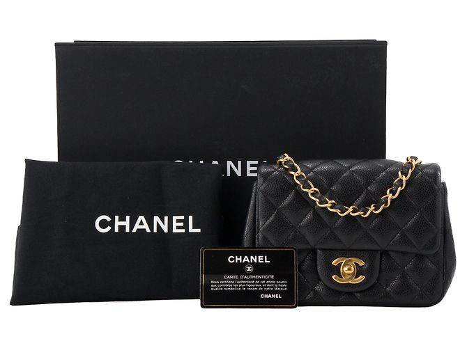 CHANEL - Borsa a tracolla Classic/Timeless Mini Square Chanel in pelle caviar nera Nero - vista 11