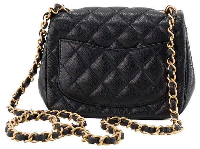 CHANEL - Borsa a tracolla Classic/Timeless Mini Square Chanel in pelle caviar nera Nero - vista 3