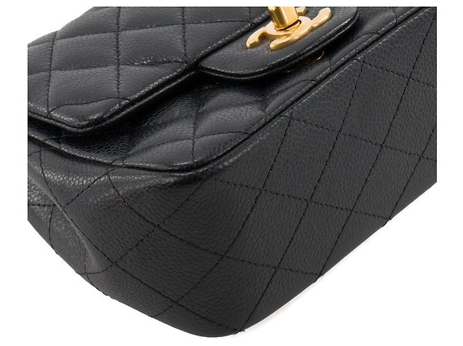 CHANEL - Borsa a tracolla Classic/Timeless Mini Square Chanel in pelle caviar nera Nero - vista 6
